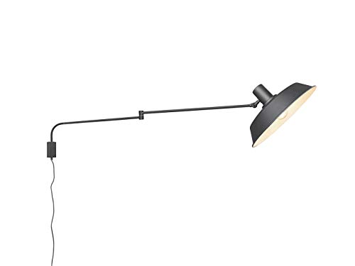 TRIO Beleuchtung Schwenkbare LED Wandlampe mit Gelenkarm, Metallschim in Schwarz und Schnurschalter
