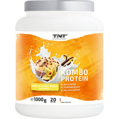TNT Kombo Protein (1000g) • Protein Pulver mit 3 Eiweiß-Quellen • Extra cremig • Laktase für optimale Verträglichkeit (Vanilla-Cookie-Dough)