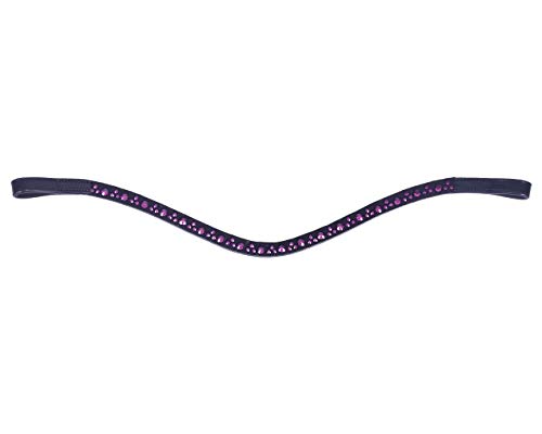 ARBO-INOX Stirnband Stirnriemen Leder schwarz mit Strasssteinen (Full, Lila)