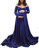 Schwangerschafts Kleid Für Shooting Abendkleid Schwangerschaftskleid Fotoshooting Umstandskleider Frauen Elegant Schulterfreies Spitzenkleid Maxikleid Umstandsmode-Yellow||XL(Bust:98-108cm)