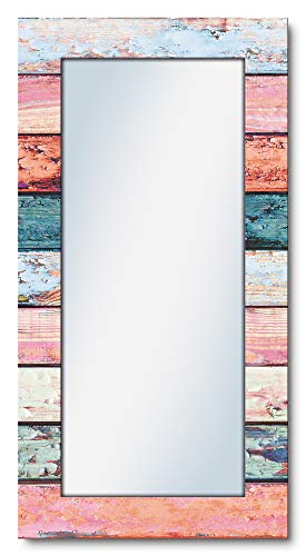 Artland Qualitätsspiegel I Spiegel Wandspiegel Deko Rahmen mit Motiv 60 x 120 cm Botanik Bäume Digitale Kunst Bunt D8TA Bunte Holzplanken
