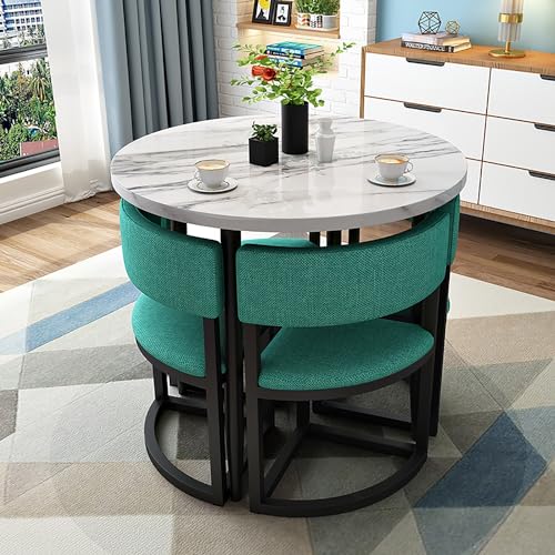 MTSYXYM Küchentisch mit Stuhl, runder Esstisch für Empfangsraum, Esstisch-Set mit Vier Stühlen, nimmt wenig Platz EIN und ist einfach zu montieren,Für Esszimmer und Küche 80cm. (Size : Style19)
