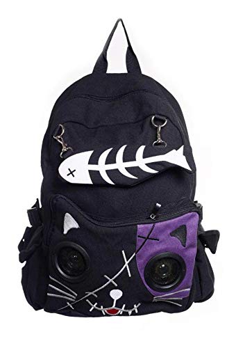 Lautsprecher Rucksack Tasche von Banned Apparel Kitty Ohren AUX universell 3.5mm Jack - violett, Standard