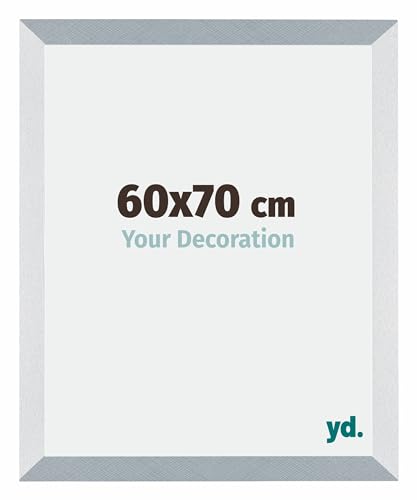 yd. Your Decoration - Bilderrahmen 60x70 cm - Bilderrahmen aus MDF mit Acrylglas - Antireflex - Ausgezeichneter Qualität - Aluminium Gebürstet - Mura