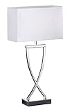 Große Tischlampe ANNI Chrom mit Stoffschirm eckig Weiß, Höhe 51cm
