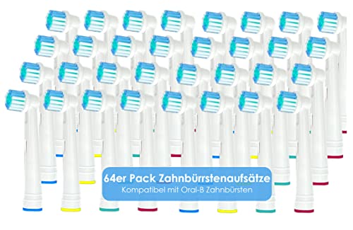 Ersatz Aufsteckbürsten für Oral B elektrische Zahnbürsten SPARPACK softe Borste Ersatzbürsten Zahnbürstenkopf Wechselköpfe Zahnbürstenaufsatz Set kompatibel mit allen Oral-B (64)