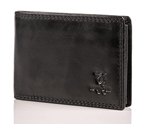 MATADOR Klein Geldbörse Herren Bilbao TüV geprüfter RFID Schutz Minimalist Wallet Männer Portemonnaie inkl. Geschenkbox (Schwarz/Black)