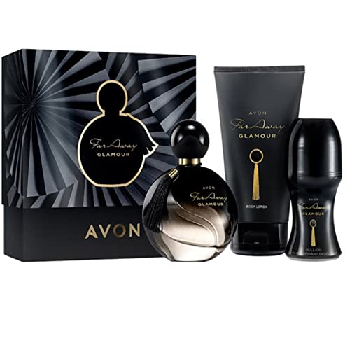 Avon Set Far Away Glamour Eau de Parfum 50ml + Bodylotion 150ml + Deoroller 50ml in der Geschenkbox für Damen