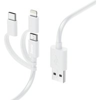 Hama 3in1 Multi-Ladekabel, USB-A - Micro-USB, USB-C und Lightning, 1,0 m, Weiß (00201535)