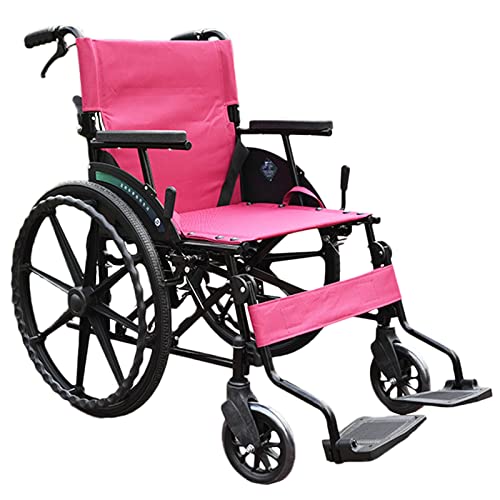 Bueuwe Faltbar Leicht Rollstuhl für Erwachsene, Rollstühle mit Selbstantrieb, Reiserollstuhl für Behinderte und Senioren, Klappbare Rückenlehne, Trommelbremse, Transitrollstuhl,A001
