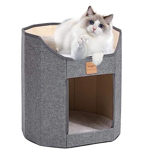 Betten für Katzen, Katzenhaus, faltbar, doppellagig, zusammenklappbar, Katzenhaus, Welpenbett, tragbar, rutschfest, Katzenmöbel