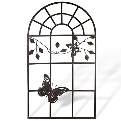 aubaho Nostalgie Stallfenster Fenster Metall Rahmen Schmetterling Antik-Stil braun 97cm