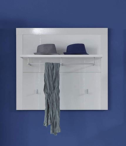 trendteam Garderobe Gardrobenpaneel Kito, 93 x 84 x 27 cm in Weiß mit Ablagefläche, zwei Garderobenhaken und einer Kleiderstange