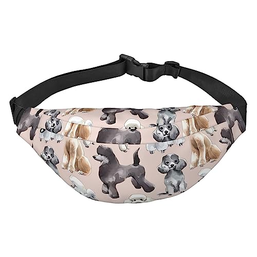 Poodles Dogs Fanny Pack for Men Women Belt Bag Adjustable Waist Pack for Travel Walking Running Bum Bags, Black, One Size, Schwarz , Einheitsgröße