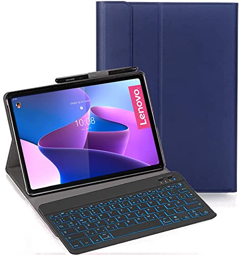 YHFZR Tastatur Hülle für Lenovo Tab P12 Pro, [Italiana Layout] Ultraslim Hülle mit 7 Farben Beleuchtung Kabellose Tastatur mit Schützhülle für Lenovo Tab P12 Pro 12,6 Zoll, Blau