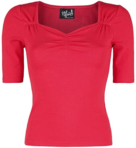 Hell Bunny Philippa 50s Vintage Style Stretch Jersey Top - Rot, 18