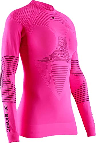 X-Bionic Damen Energizer 4.0 Shirt Round Neck Long Sleeves, neon Flamingo/Anthra, L