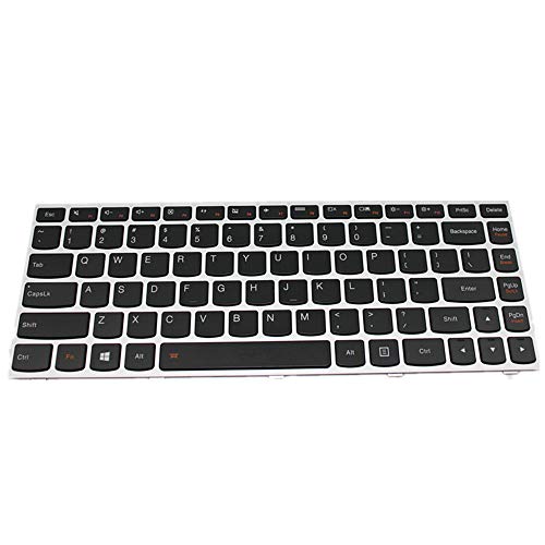 FQ Laptop Tastatur für Lenovo B41-30 B41-35 B41-80 Schwarz Mit Silber nem Rahmen Mit Hintergrundbeleuchtung Amerikanische Version