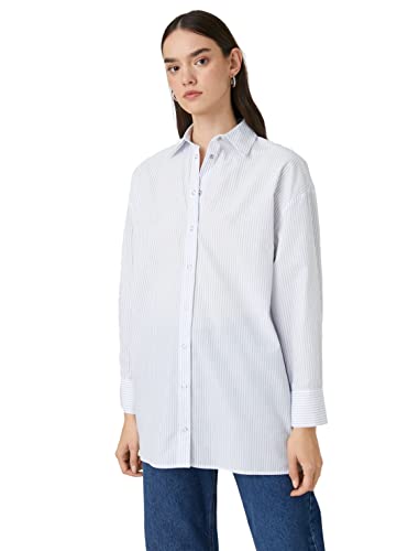 Koton Damen Long Sleeve Snap Button Oversize Shirt, Blue Stripe (20s), 42 EU