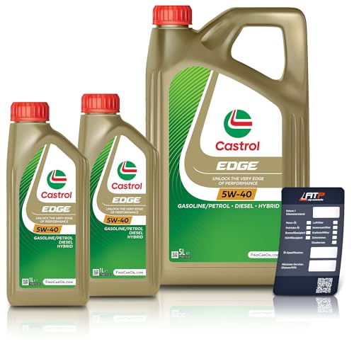 2x 1 L + 5 L = 7 Liter Castrol Edge Fluid Titanium 5W-40 Motoröl inkl. Castrol Ölwechselanhänger