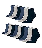 PUMA unisex Quarter Sportsocken Kurzsocken Socken 271080001 15 Paar, Farbe:Mehrfarbig, Menge:15 Paar (5x 3er Pack), Größe:39-42, Artikel:-532 navy / grey / nightshadow blue