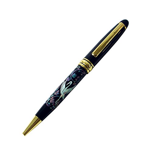 Antique Alive Handgefertigter, einziehbarer Kugelschreiber aus Perlmutt, Executive-Geschenk, Deluxe-Tintenroller, mittlere Spitze, deutscher Stift mit schwarzer Tinte (Black)