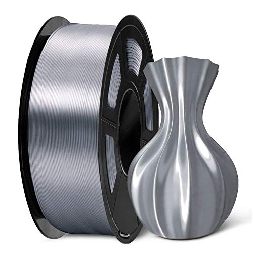 SUNLU PLA Plus Shiny Silk 3D Drucker Filament 1.75mm, Silk PLA+ 3D Druck Filament mit Seidenglattes Finish, Gute Farbwiedergabe, Maßgenauigkeit +/- 0,02mm, 1kg(2.2lb) Spule, PLA+ Silk Grau