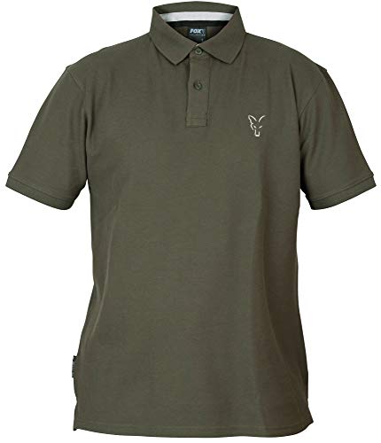 Fox Collection Green Silver Polo Shirt - Poloshirt, Shirt für Angler, Angelshirt für Karpfenangler, Anglershirt, T-Shirt, TShirt, Größe:M