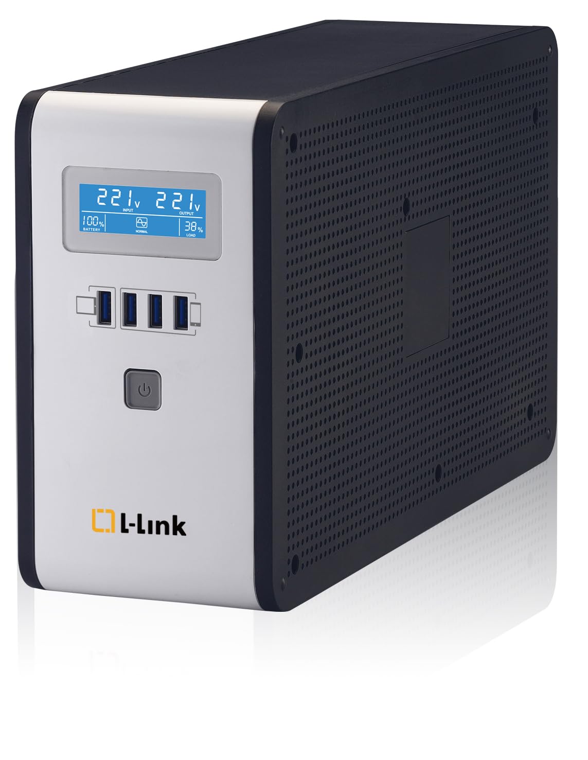 L-Link USV 2000 VA Interactive System-Netzteil mit LCD-Display, Schwarz