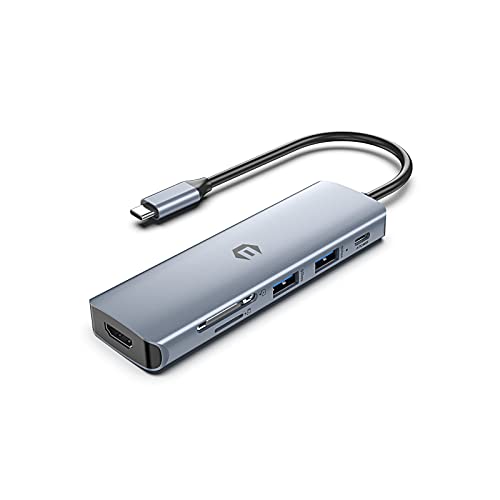 Qhou USB C Hub für MacBook M1/M2, 6 in 1 Hub USB Typ-C mit USB3.0, HDMI, PD, TF/SD Kompatibel mit Laptop/PC/Tablet/Maus/Tastatur