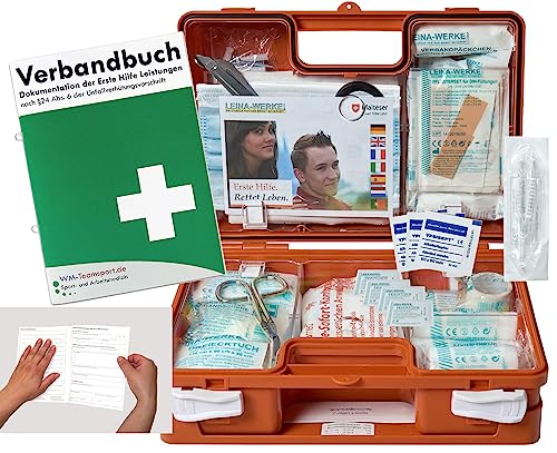 Erste-Hilfe-Koffer M1 PLUS für Betriebe DIN 13157 EN 13157 + DIN 13164 für KFZ - incl. Verbandbuch & Wundreinigung