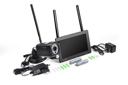 Technaxx Überwachungskamera-Set TX-128 mit 7"-Touchscreen - FullHD IP Kamera, Security, Live Ansicht, Pushnachricht aufs Smartphone, Alarmfunktion, Infarot LED, Nachtsicht, Mikrofon & Lautsprecher