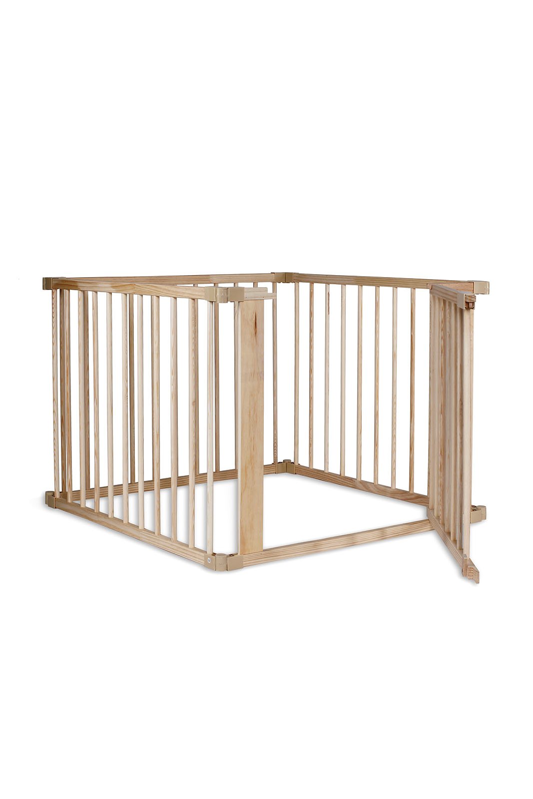 dibea Baby-Laufstall Holz-Laufgitter mit Tür, 4 Elemente je 90x68 cm