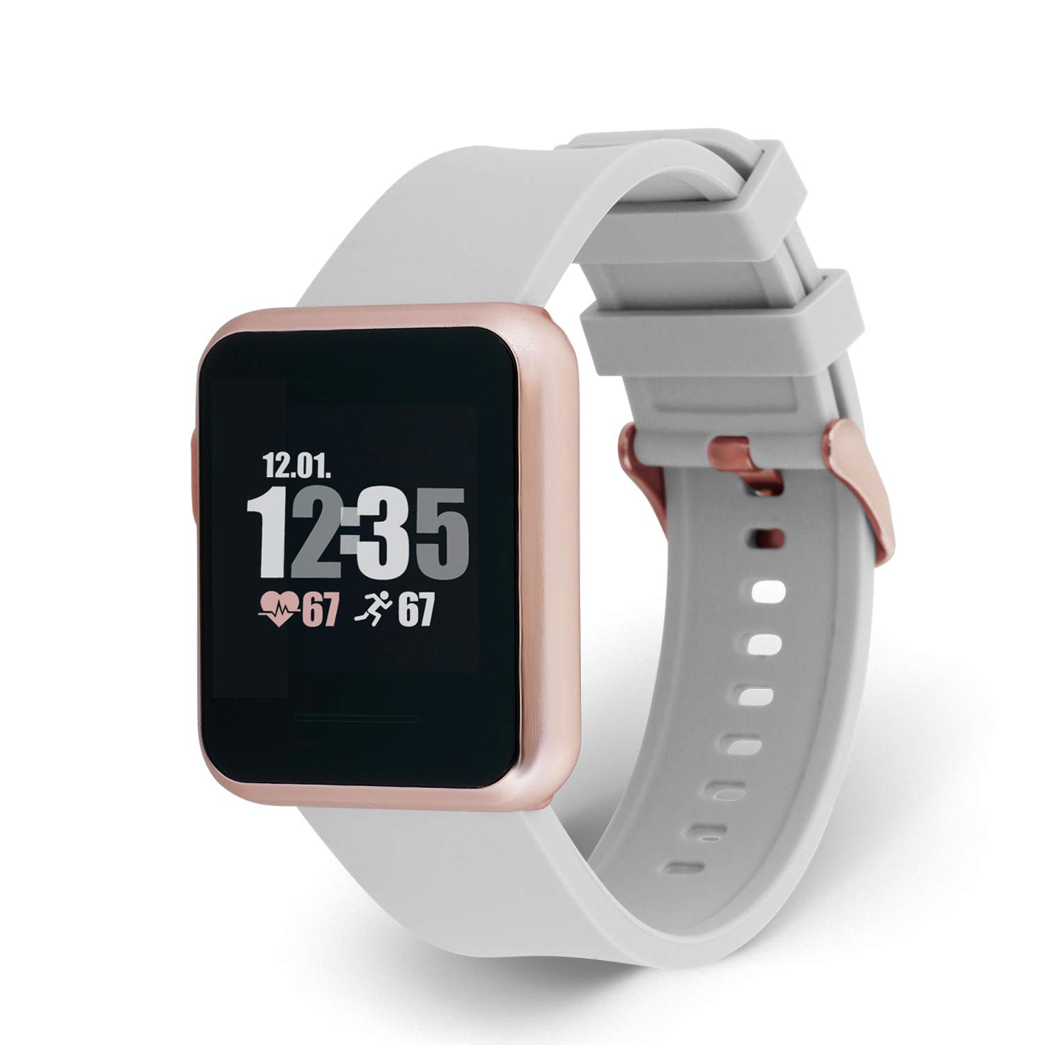 X-WATCH 54046 KETO SUN REFLECT Smart Watch, Fitness Tracker, Pulsmesser, IP68 wasserdicht, Akku bis 20 Tage, Android & iOS - SOFT GREY