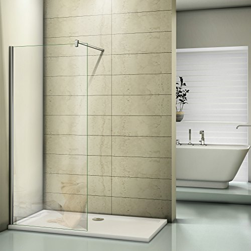Duschwand 90x200cm Walk in Dusche Duschtrennwand 8mm Easy-clean Nano Glas Duschabtrennung mit Stabilisierungsstange