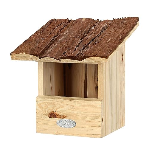 Rivanto® Nistkasten Rotkehlchen Rindendach aus Tannenholz, H24,5 x 20,5 x 20,5 cm, natürliches Vogelhaus mit Dach für Wildvögel, aus Holz