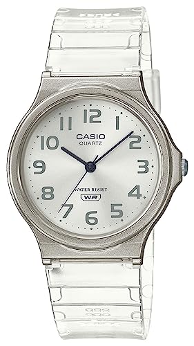 Casio Collection MQ-24S-7BEF Skelett-Serie, weißes Zifferblatt, analog, Quarzuhrwerk, Unisex, Quarz-Armbanduhr, Weiß und durchsichtig, Retro