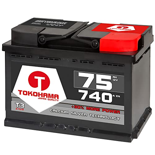 Tokohama Autobatterie 12V 75AH Starterbatterie ersetzt 66Ah 70Ah 72Ah 74Ah 77Ah
