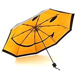 Suck UK Smiley-Regenschirm für Regen & Kompakt, Regenschirm, Smiley-Gesicht, umgekehrter Regenschirm, Regenausrüstung, Geschenke für Frauen, winddichter Regenschirm & gelber UV-Regenschirm