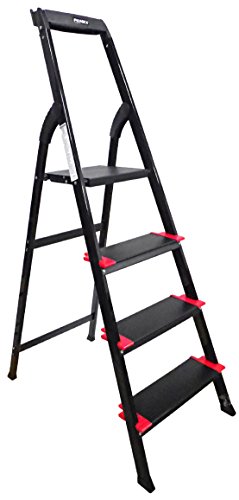 PAMEX Leiter mit 4 Stufen aus Aluminium, mit Werkzeugablage