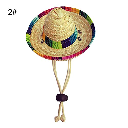 Z-LIANG Strohgestrickter Sonnenhut für Haustiere, Strickmütze für Welpen und Haustiere (Color : 2, Size : M)