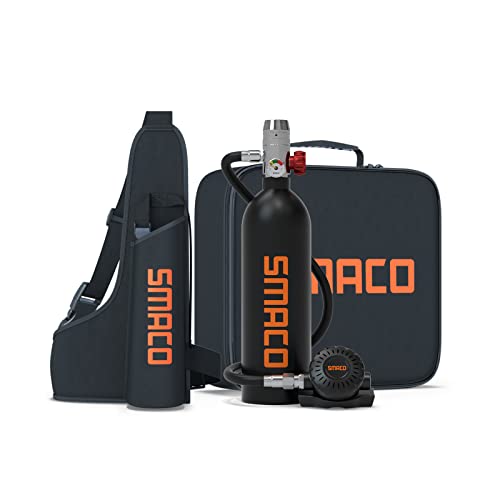 SMACO Mini Tauchflasche Sauerstoffflasche Taucherflasche Mini zum tauchen Mit 15 Bis 20 Minuten Tauchen Sauerstofftank Taucher Set Tauchausrüstung Tragbare 1L S400(10 Tage Lieferung)