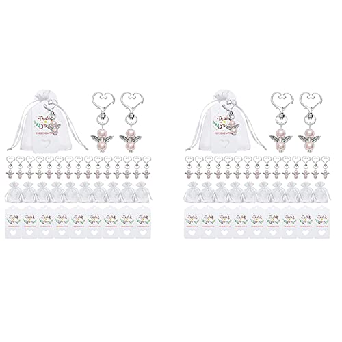 ioannis 80 Stück Herzförmige Perlen-Sets, Hochzeits-Erinnerungsstücke, inklusive Schlüsselanhänger aus Perlen, Organza-Beutel A