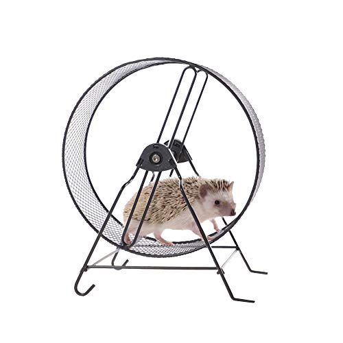 AZXAZ Haustier Laufrad Hamster Laufrad Metall Silent Spinner Spielzeug mit Ständer für Kleintier Rattenmäuse Rennmäuse Zwerghamster (Schwarz)