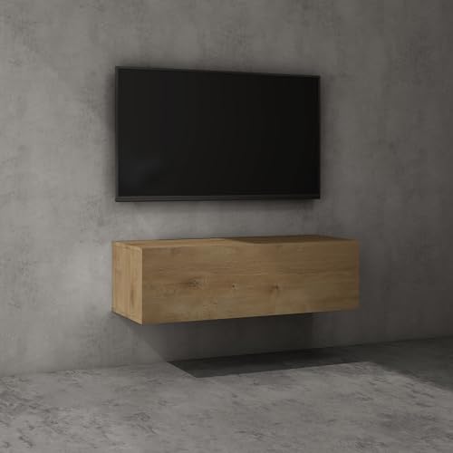 doporro® TV Lowboard TV-Schrank Fernsehschrank Holz 100cm in Kerneiche Hängend oder Stehend Fernsehtisch, TV-Regal für Fernseher Fernsehschrank02