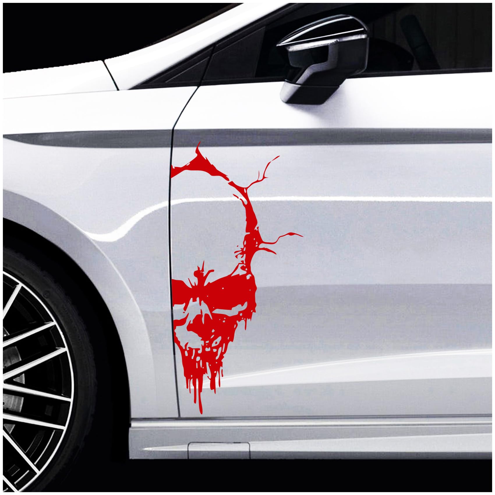 Skull Totenkopf Aufkleber Sticker Dekor Folie Autoaufkleber Tattoo für Auto LKW Wohnwagen (Karminrot, 50x24 cm (KX041))