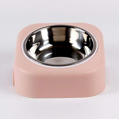 Doppelte Hundenäpfe Futter Wasserzufuhr für Hunde Katzen Haustiere Fütterungsgeschirr Spritzwassergeschützt Edelstahl Leicht zu reinigende Stahl-Haustierprodukte-Pink1,28.5x17x8cm, China