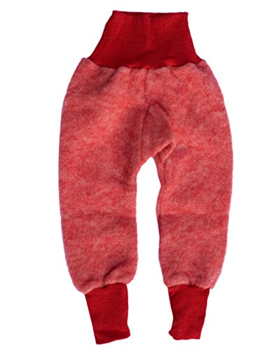 Cosilana Baby Hose mit Bund aus weichem Wollfleece, 100% Schurwolle kbT (50/56, Rot-Melange)