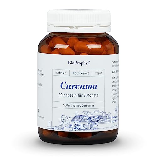 BioProphyl® Curcuma - 526 mg 95% iger Curcuma Extrakt mit 500 mg reinem Curcumin aus Curcuma longa mit Bioperine (schwarzer Pfeffer) - Vorratsdose mit 90 pflanzliche Kapseln für 3 Monate