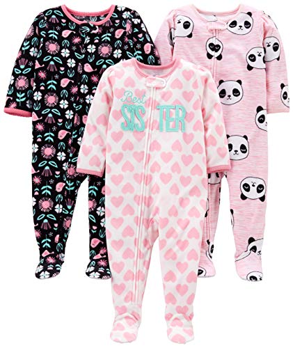 Simple Joys by Carter's 3-Pack Flame Resistant Fleece Footed Pajamas infant-and-toddler-sleepers, Sister/Panda/Floral, 5T, 3er